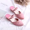 Sandals Summer Casual Shoes Women Pointed Toe Jelly Woman Slip On Ladies Wedge Slippers Pleated Female Two Wear