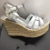 Sandalen ollylmurs open teen dikke hak lederen schoenen geweven platform vrouw hoge luxe ontwerper