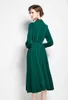Höst Vintage Elegant Grön Sexig Kvinnor Långärmad Turn-Down Collar Shirt Toppar + Kjolar Två Piece Set Fashion Party Femme Suit 210525