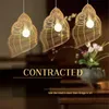 Lámparas colgantes LED de bambú Vintage para restaurante, lámpara de ratán de mimbre con forma de caracol de mar, luces artísticas, accesorios de decoración del hogar para salón chino
