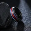 Schwarzer Wolframcarbid-Ring-Band-Finger-OPal-Imitat-Ring für Damen und Herren, Modeschmuck, Will und Sandy