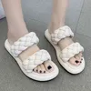 Women Slippers 2021 Weave Bread Cross Dign Flip Flops Platform Summer Sandals Fashion Peep Toe Mul Slid