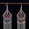 Boucles d'oreilles Vintage pour femmes, couleur argent, gland bleu, goutte d'eau, faites à la main, mariage indien, pour dames