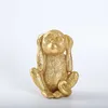 Resin Not Listen Not See Not Talk Golden Monkey Miniature Figurines Home Decor Bedroom Corridor Decorative Sculpture Ornaments 210811