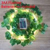 Miga 2 M LED Ivy Vine String Lights 2AA lub 3AA Battery Hasliwo LED Liść Garland Boże Narodzenie na domowe Ślubne Światła dekoracyjne 211027