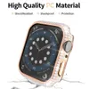 Película de vidrio Fundas de PC Diamante Full para Apple Watch Series 6 SE 5 4 3 Accesorios de la caja Iwatch 40mm 44mm 38mm 42mm protector de pantalla cubierta de parachoque