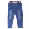 Плюс размер мамы джинсы высокая талия семь S лето для женщин голубые брюки карандаш растягивающие джинсовые брюки повседневная одежда P9351 210809