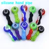 Factory Price Colored Silicone Hand Pipe Tobacco Smoking Pipes with glass bowl Herb Cigarette Filter Holder for oil rig