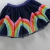 Embroidery Baby Girls Sequins Skirt Rainbow Cotton Sequin Cute Rabbit Princess Kid Clothes Tutu Tulle Pink 210429