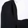 Twotwinstyle patchwork kanten trui voor vrouwen onregelmatige slim gebreide korte tops vrouwelijke mode kleding herfst stijl 210517