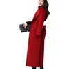 Misturas de lã feminina plus size 3xl Red Woolen Coat Women Women Winter Basted Long sobretudo