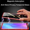 Anti Glare Magnetic Fodral för Xiaomi MI CC9 Pro Note 10 Lite 9T Poco F2 RedMi Not 8 8T 9S K20 Sekretess Glas Metal Bumper Case