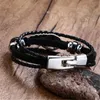 Alloy Wing Leather Hand reparmband för män svart hematit Envävd smyckespresent Bangle