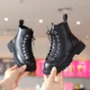 Niños primavera otoño solo martin botas niñas moda encaje diseño niños estilo británico corte medio 211227