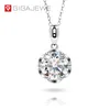 Gigajewe ef 2ct moissanite blomma sex prongs 925 silver hängsmycke halsband 18k guldpläterad gmsn-015