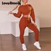 Mode 2 pièces ensembles femmes tenues sweat et pantalons de survêtement femme empilé pantalon haut casual deux survêtement 2021 femmes