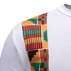 Wit Patchwork Dashiki Afrikaanse T-shirt Mannen Ankara Stijl Korte Mouw Tshirts Mannen Heup Hop Hipster Afrikaanse Kleren Camisetas 210522