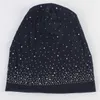 Nya Kvinnor Mössor Solid Färg DIY Rhinestone Desgin Tjock bomull Slouchy Beanie Hat för Kvinnor Ladies Balaclava Hattar