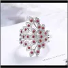 Jewelryluxury Female Peacock Crystal Big Ring Cute Sier Color Open Engagement Vintage Stone Wedding Rings For Women Drop Delivery 2021 Td1Zn