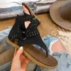Sommar kvinnor mode flip flops casual komfort spänne dragkedja upp skor damer platt jean nagel dekor sandaler utomhus retro sandaler y0721