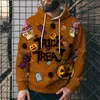 Mäns Hoodie 3D-trycktröja Halloween Horror Beer Festival Digital Hat