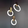 Modern Duplex Round Ring Pendant Lights Glass Lamps Simple Stairs Hollow Bedroom Restaurant Lighting T9 Ring Lamp 22W 32W