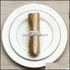 Table Decoration Aessories Kitchen, Dining Bar Home & Gardenwhale Tail Diamond Metal Napkin Rings Set Of 10, Fishtail Holder Ring,Dolphin Ri