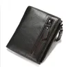 Men's oil wax leather wallet card holder multi-card retro zipper genuine leathers clip wholesale 009