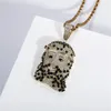 Hip Hop 18K Gold Plated Micro Zircon Jesus Head Necklace Men's Women's Fashion Bling Jewelry Gift