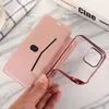 iPhone 14 13のウォレット電話ケースXR XR XS MAX 7 8 Plus Electroplating TPU Marble Bronzing PU Leather Flip Kickstand Caver Case Card Slots