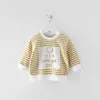 Baby long-sleeved spring and autumn style boys girls foreign blouses children's striped sweatshirts P4593 210622