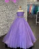 Little Miss Pageant Dress for Teens Juniors Toddlers 2022 with Cape White Lilac Organza Long Kids 1st communion gown Crystals Stra3356