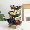 Woonkamer Plastic Opslag Container Fruit Plaat Tuin Snack Woondecoratie Schotel Middag-Thee Drie-Layer Caketaart Mand Schotels 211027