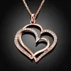 Pendant Necklaces Gold Color Necklace Double Heart With Crystal Adjustable Long Chains For Women Gift