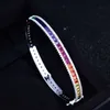 Choucong Brand Ins Top Sell Wedding Bangle Luxury Jewelry 18K White Gold Fill T Princess Cut Multi Color 5A Zircon CZ Diamond Women Bracelet For Christmas gifts