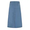 Люси, Осень Empire Джинсовые юбки Женщины Элегантное зашнурование прямой синий юбка женщина Корейский повседневная кнопки юбка женщина 210521
