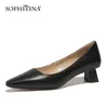 Sophitina Office Lady Shoes Basic Corge Pure Color All-Match Spring Daily Shoes Genuine Lederen Slip-on Dames Werkpompen AO342 210513