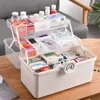 Medicine Box Portable First Aid Kit Storage Box Plastic Multifunctional Family Storage Organizer with Handle Large Capacity 210626