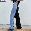 Rapwriter Mode Knop Patchwork Straight Cargo Denim Broek Moeder Hoge Taille Vrouw Jeans Dames Vintage Kleding Pocket 210415
