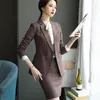 Plaid Pants Suit Professional Autumn Winter Temperamet Fashion Retro Formal Blazer Sets Office Ladies Buiness Work Wear 210604
