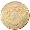 フランス1862 b -1869 b 5pcs選ばれた100 francsクラフトゴールドメッキコピーデコレーションレプリカコインホームデコレーション237m