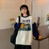 WERUERUYU Autumn and winter sweater female student Korean version of loose round neck pullover top long sleeve knitted 210608