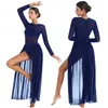 Tiaobug المرأة فتاة شبكة تنورة الباليه اللباس dancewear طويلة الأكمام الجمباز يوتار الكبار المعاصرة النامية الرقص ازياء مرحلة ارتداء