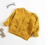Mädchen Pullover Wollmantel für 3D Pom Dekor Strickjacke ein Herbst Winter Baby 211204