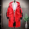 Warm Thick Men White Duck Down Jacket Hooded Puffer Jackets Coat Winter Male Casual Long Parka Overcoat Outdoor Multi-pocket 211204