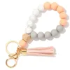 Porte-clés Bracelet porte-clés Bracelet perles de Silicone porte-clés à la main femmes porte-clés dragonne cadeaux 184H