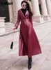 Nerazzurri Maxi fit and flare gabardina de cuero para mujer primavera Ropa de diseñador de lujo larga mujer manga larga solapa 211007