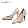 Sophitina Snake Print Kvinnors Pumpar British Style Super High Heel Pekad Toe Skor Party Handgjorda Ity Kvinna Skor AO290 210513