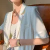 Kobiety Lato Dorywcze Garnitury Koreański Styl White Krótki Pant Suit i Notched Blazer Ustawia OL Samica stroje 210608