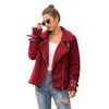 Women's Jackets Women Casual Fleece Coats Autumn 2022 Female Long Sleeve Turn-down Neck Soft Warm Plush Coat Winter Ladies Green Jacket